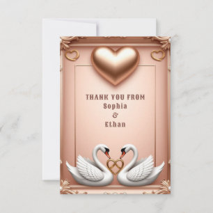 Tarjeta De Agradecimiento 💍 Boda de lujo cisne rosa oro 💍
