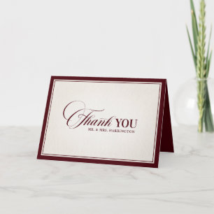 Tarjeta De Agradecimiento Boda de lujo formal moderna burgundy dinero antigu
