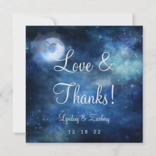 Tarjeta De Agradecimiento Boda de Luna Llena en el Cielo Lunar Amor y Agrade