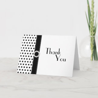 Tarjeta De Agradecimiento Boda de lunares en blanco y negro, gracias