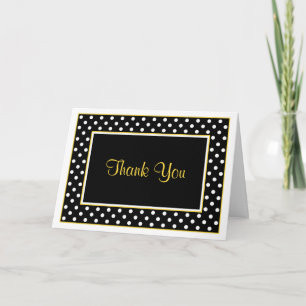 Tarjeta De Agradecimiento Boda de lunares negros blancos amarillos agradecim