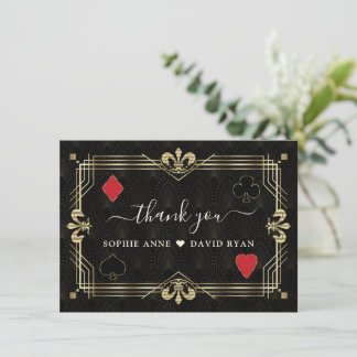 Tarjeta De Agradecimiento Boda de Luxury Gatsby Casino Las Vegas Poker