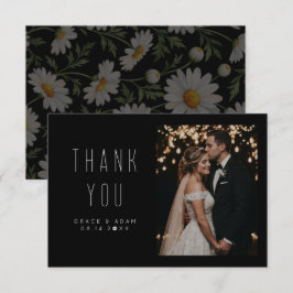 Tarjeta De Agradecimiento Boda de manzanilla simple | Negro