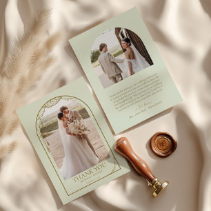 Tarjeta De Agradecimiento Boda de marco de arcos de arco de color verde clar