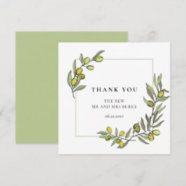 Tarjeta De Agradecimiento Boda de marco de ramas oleícolas