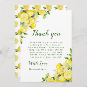 Tarjeta De Agradecimiento Boda de marco de vegetación de limón italiano