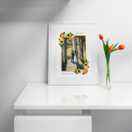 Tarjeta De Agradecimiento Boda de marco dorado floral