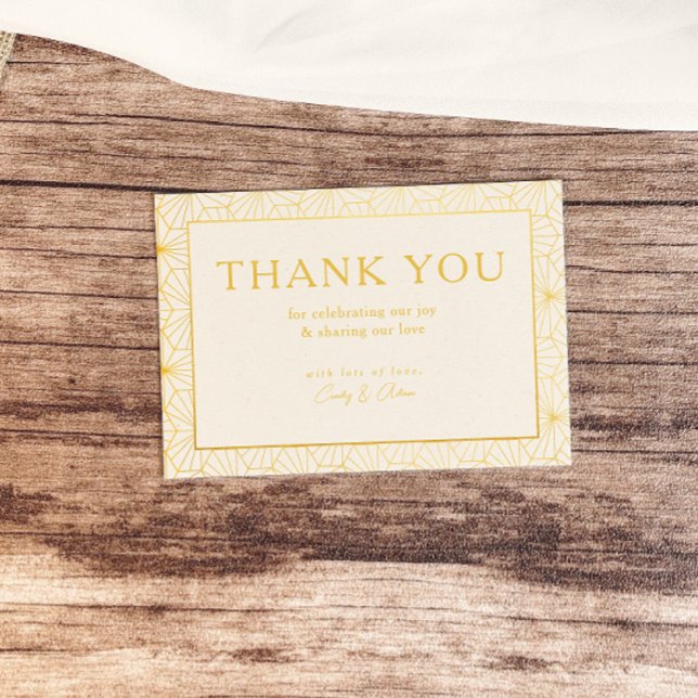 Tarjeta De Agradecimiento Boda de marco geométrico de oro moderno (Subido por el creador)