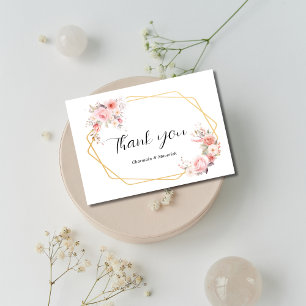 Tarjeta De Agradecimiento Boda de marco geométrico floral
