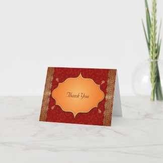 Tarjeta De Agradecimiento Boda de marco indio del borde dorado gracias