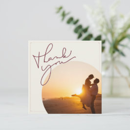Tarjeta De Agradecimiento Boda de marfil de foto mínima de época
