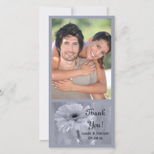 Tarjeta De Agradecimiento Boda de margarita con tintes azules gracias