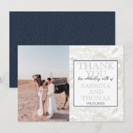 Tarjeta De Agradecimiento Boda de Marina Blue Morocco Foto Gracias