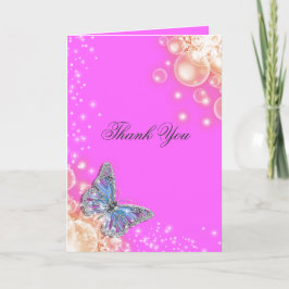 Tarjeta De Agradecimiento Boda de mariposa azul morada rosa