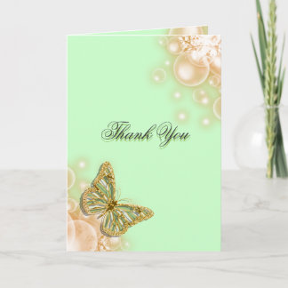Tarjeta De Agradecimiento Boda de mariposa beige verde