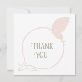 Tarjeta De Agradecimiento Boda de mariposa rosa Rubor de estilo Art Nouveau