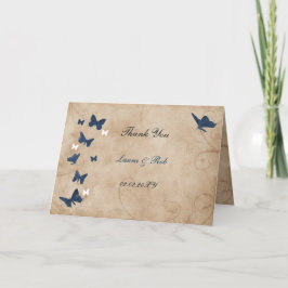Tarjeta De Agradecimiento boda de mariposa vintage Gracias