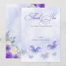 Tarjeta De Agradecimiento Boda de Mariposas de por Vida Púrpura 
