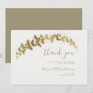 Tarjeta De Agradecimiento Boda de mariposas doradas clásicas formales elegan