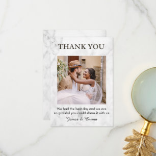 Tarjeta De Agradecimiento Boda de mármol blanco