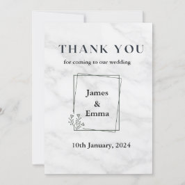 Tarjeta De Agradecimiento Boda de mármol blanco