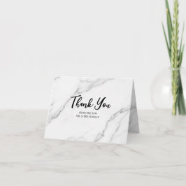 Tarjeta De Agradecimiento Boda de mármol blanco y negro moderno y elegante