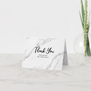 Tarjeta De Agradecimiento Boda de mármol blanco y negro moderno y elegante