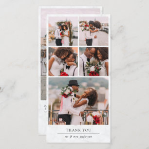 Tarjeta De Agradecimiento Boda de Mármol moderno de varios Collages de fotos
