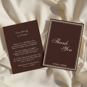 Tarjeta De Agradecimiento Boda de marrón chocolate dinero antiguo
