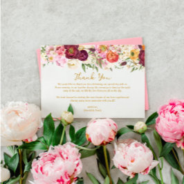 Tarjeta De Agradecimiento Boda de Matrimonio de Abrazo FLORAL