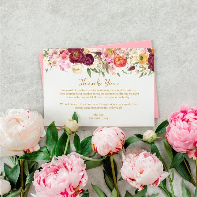 Tarjeta De Agradecimiento Boda de Matrimonio de Abrazo FLORAL (Subido por el creador)