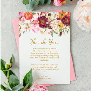 Tarjeta De Agradecimiento Boda de Matrimonio de Abrazo FLORAL