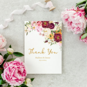 Tarjeta De Agradecimiento Boda de Matrimonio de Abrazo FLORAL