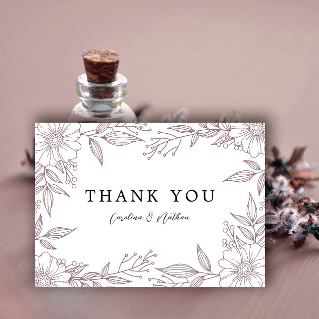 Tarjeta De Agradecimiento Boda de Mauve Floral Sencillo y Elegante (Subido por el creador)