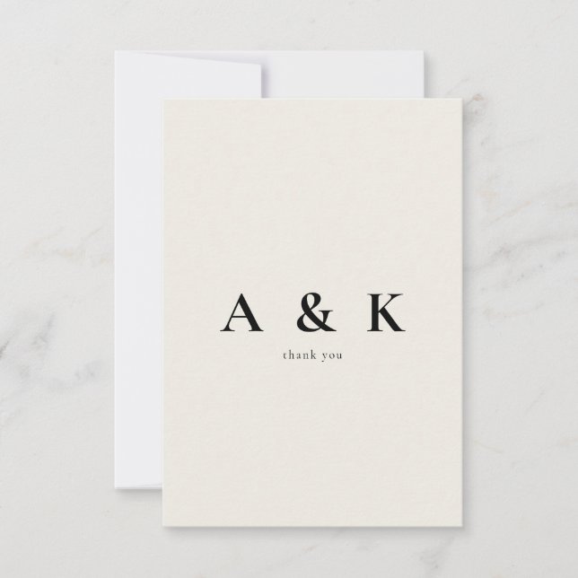Tarjeta De Agradecimiento Boda de mensajes contemporáneos de Beige Gracias (Anverso)
