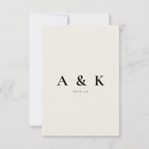Tarjeta De Agradecimiento Boda de mensajes contemporáneos de Beige Gracias