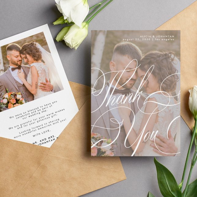 Tarjeta De Agradecimiento Boda de mensajes de escritura de caligrafía románt (Subido por el creador)