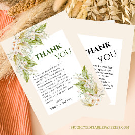 Tarjeta De Agradecimiento Boda de Moda de Boho Grass Grass Grass Delicate Tr