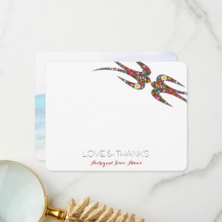 Tarjeta De Agradecimiento Boda de Moda de las flores de primavera de las gol
