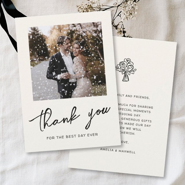 Tarjeta De Agradecimiento Boda de moda manuscrita (Subido por el creador)
