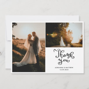 Tarjeta De Agradecimiento Boda de Moda moderna Gracias Script Photo
