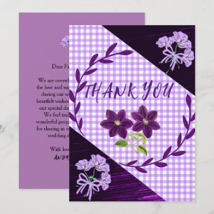 Tarjeta De Agradecimiento Boda de moda Purple Lilac Modern Boho Gracias