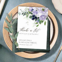 Tarjeta De Agradecimiento Boda de Moda Rusa Violeta Morada Floral Leafy