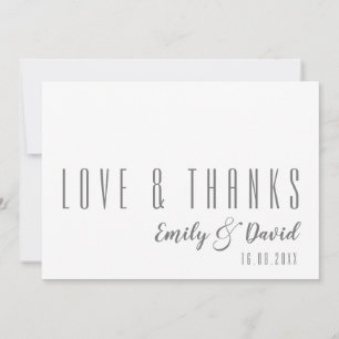 Tarjeta De Agradecimiento Boda de Modern Font Love & Gracias