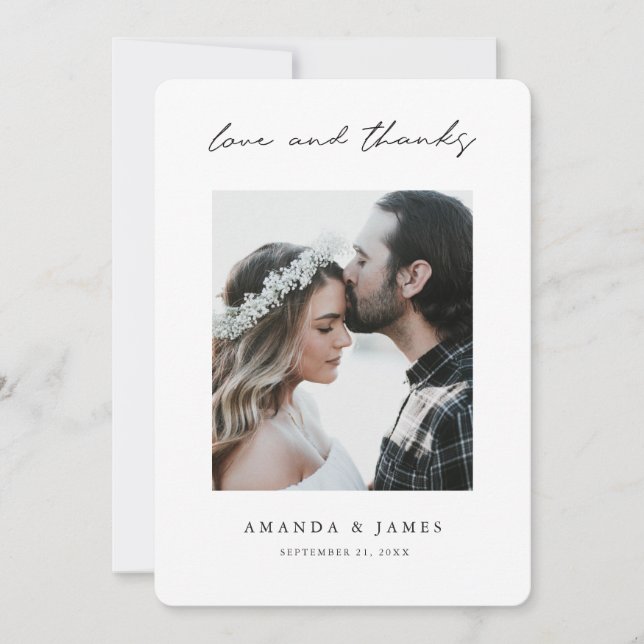 Tarjeta De Agradecimiento Boda de Modern Love and Gracias Photo Borders (Anverso)