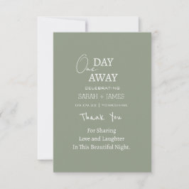 Tarjeta De Agradecimiento Boda de Modern Sage Green un día antes