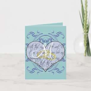 Tarjeta De Agradecimiento Boda de Monograma Azul Púrpura Vow Heart Gracias