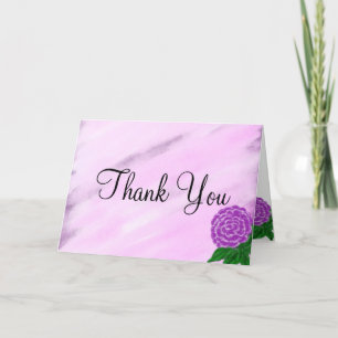 Tarjeta De Agradecimiento Boda de monograma de acuarela violeta floral