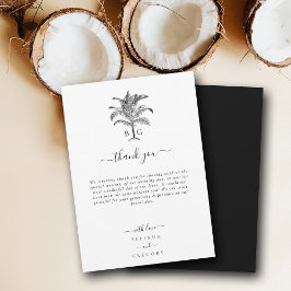 Tarjeta De Agradecimiento Boda de monograma de palmeras tropicales minimalis