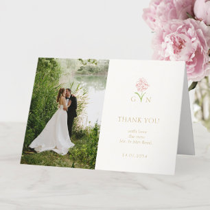 Tarjeta De Agradecimiento Boda de monograma floral en pareja bonito